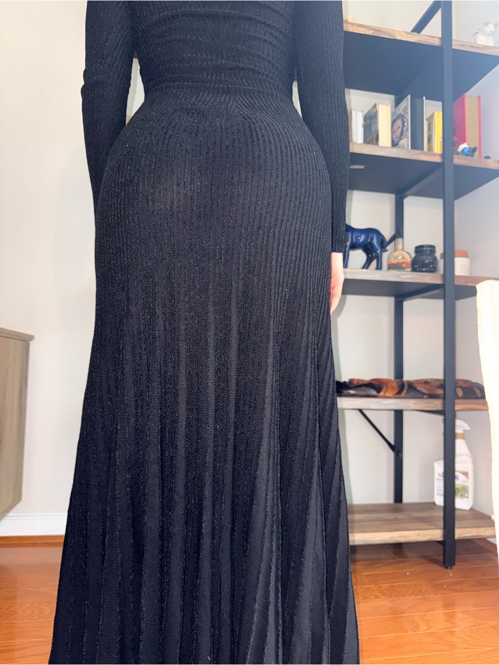 Emporio Armani Black Ribbed Knit Dress